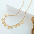 Dainty Small Round Amethyst Pendant Gold Plated Stainless Steel Gold Bangle Necklace Sets for Women