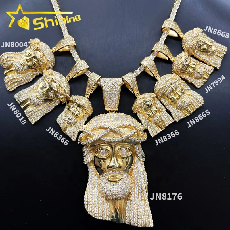 Hip Hop Jewelry 925 Sterling Silver Jesus Pendant Custom Moissanite Pendants Iced Out Diamond Fine Jewelry