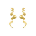MC154 Wholesale Stainless Steel 18K Gold Snake Shaped Twisted Long Earrings Irregularly Smooth Twisted Fashion Stud Earrings