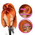 13x1 T Part Lace Wig Orange Bone Straight Perruque Bob Short Wigs For Black Women Glueless Ginger Lace Front Wig