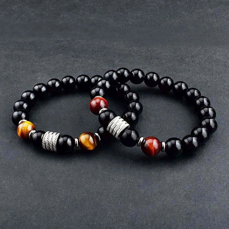 Crown Bead Bracelet Men's Stone Bead Bracelet Wooden Bead