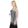 MIO Elegant Women Glittering Wedding Cape Scarf Mesh Sequin Fringed Women Lady Evening Shawl Wrap