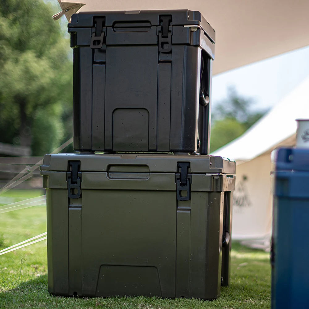 Customized Modern 55qt Rotomolded PE Cooler Box Hard LLDPE Waterproof Insulated Ice Chest Portable Outdoor Camping Food Use
