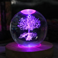 Wholesale Healing 3D LED Light Crystal K9 Glass Sphere Polished with 3D Laser Engraving for Decorative Purposes