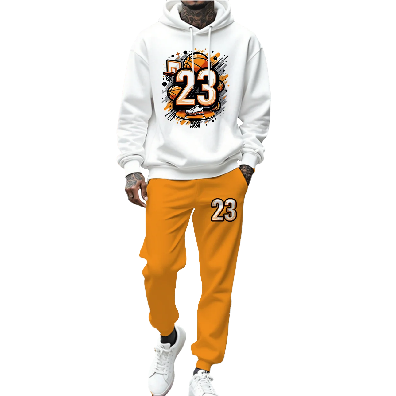 Men's Smart Casual Hoodie Suit Winter Street Style Custom Number Print Clothing 23 Classic Basketball Custom Number Maker