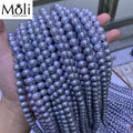 Nice Luster Round 9-10mm Dyed Grey Gray Freshwater Real Pearl Strand