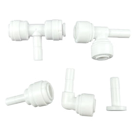 1/4 Tube O.D Quick Fitting Push Lock R O Water System Connectors T Shape L Shape Elbow Plug POM Material 3/8 Tubing Connecting