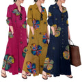 Women Cotton Linen Loose Dress Long Sleeve Pocket Button Maxi Abaya New Muslim Lady Casual Shirt Dresses Plus Size
