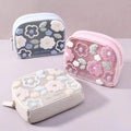 2024 New Design Cute Womens Make up Pouches Embroidery Flower Makeup Bag Clear Zipper Pouch Cosmetics Bags