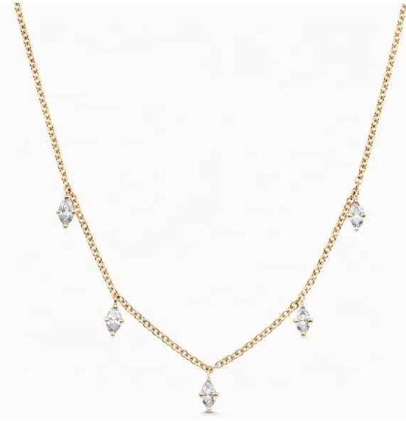 LOZRUNVE Custom Jewelry Manufacturer Gold Vermeil CZ Hanging Charm Necklace 925 Sterling Silver