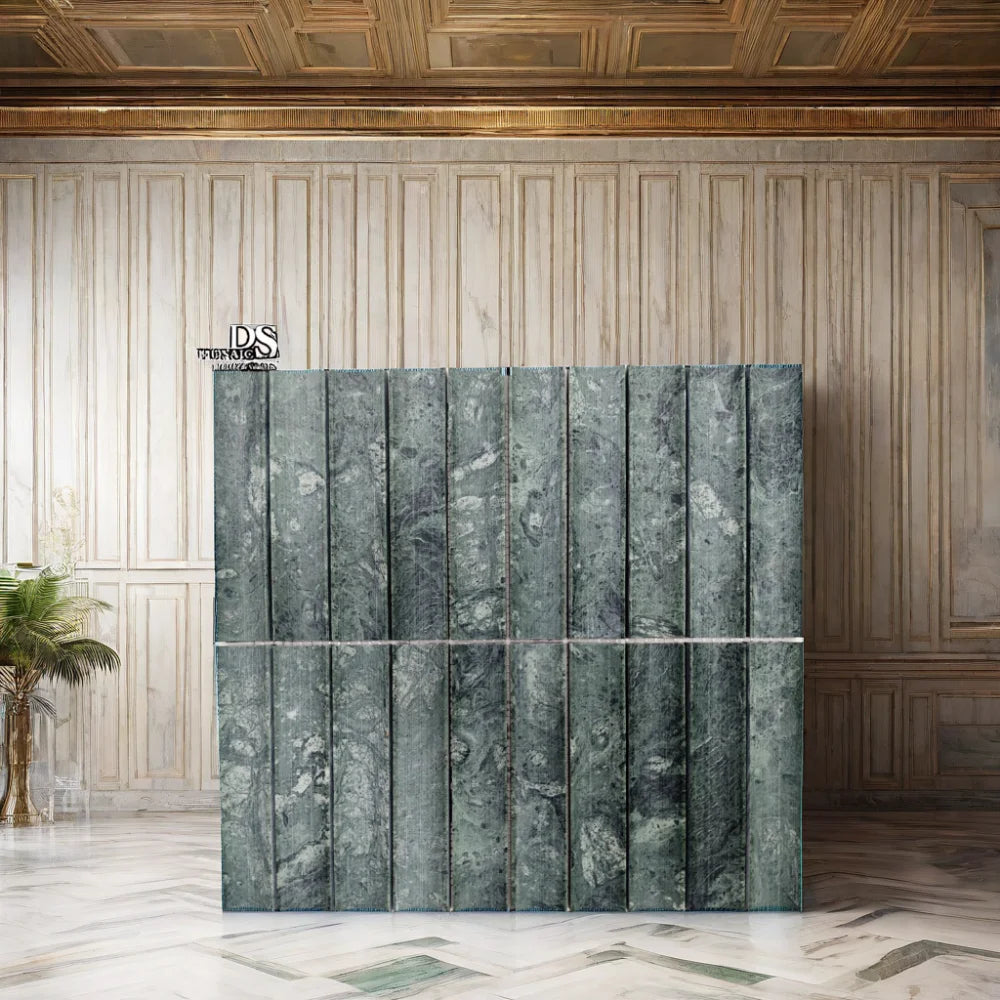 3D Irregular Fluted Curve Stone Green Travertine Modern Interior Wall Luxury Tiles Natural Stone Mosaic Tile Polished Surface