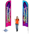 Custom Printing Feather Flags Flex Banner Stand Tie-Down Clip Ground Spike Cross Base & Weight Donut