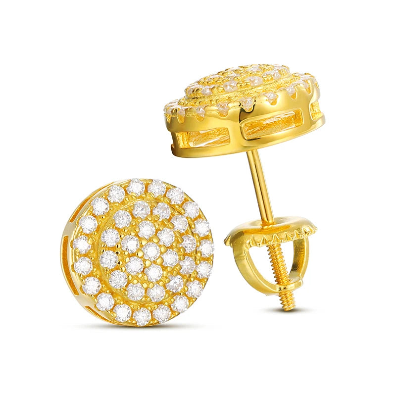 0.21CT VVS Moissanite Stud Earrings S925 Silver Screw Back Yellow Gold Plated Moissanite Diamond Earrings