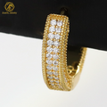 Unque Design Three Sides Paved Moissanite Diamond Hoop Earrings Waterproof Hypoallergenic Unisex 925 Silver Hiphop Earrings