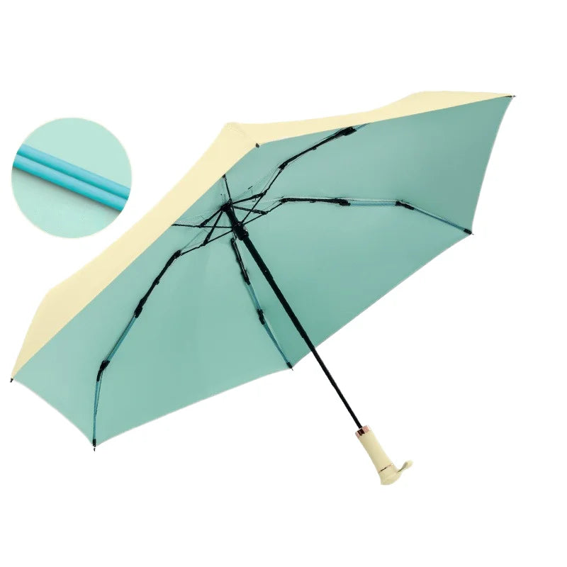 Compact Mini Pocket Umbrella with Cute Capsule Case 5-Fold Folding Minimalist Design Manual Control