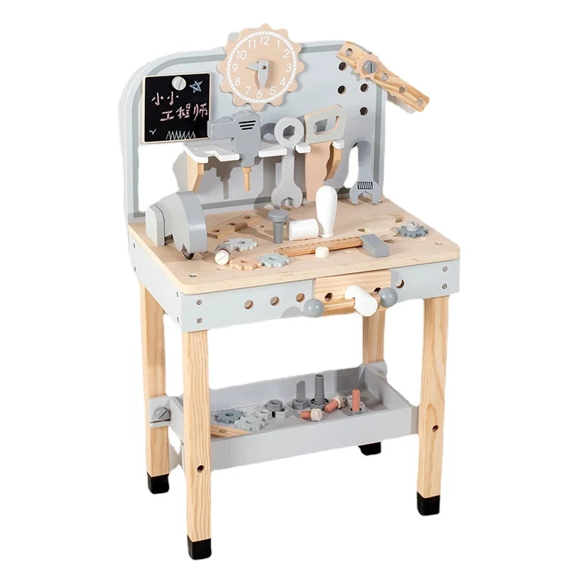 Montessori Toys Workbench Wooden Toy New Design Mechanic Tool Table Set Screw Engineer Pretend Play Toy for Children