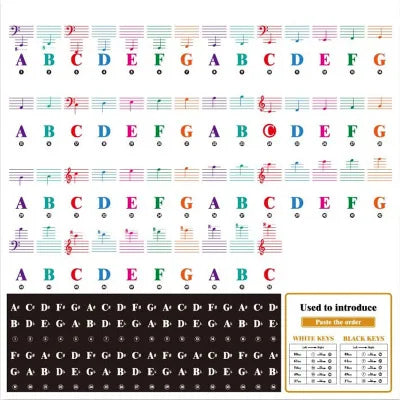 Wholesale DIY Custom Universal 37/49/54/61/76/88 Keys Electronic Keyboard Piano Colorful Music Note Stickers