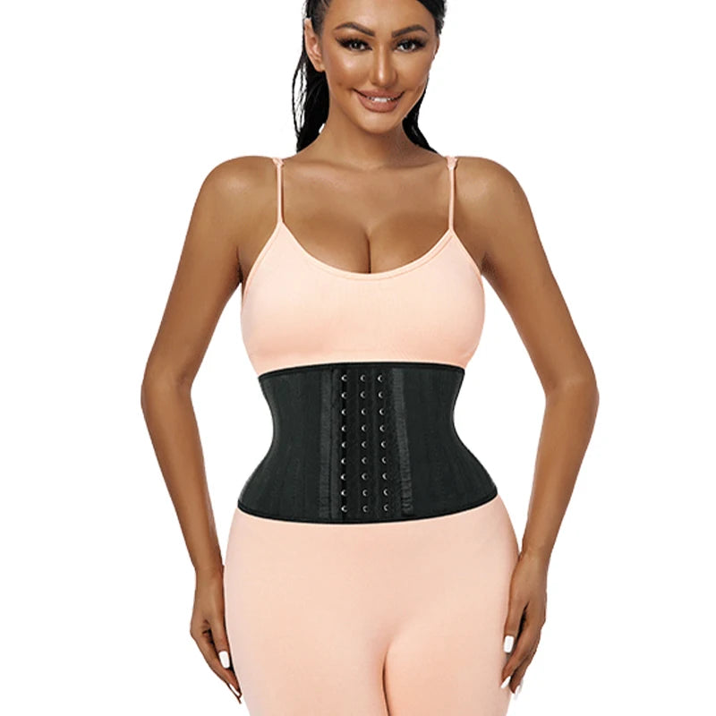 Dropship Short Torso Rubber Corset Tummy Control Hourglass Shaping Smooth Latex 9 Inches Plus Size 25 Steel Bone Waist Cinchers