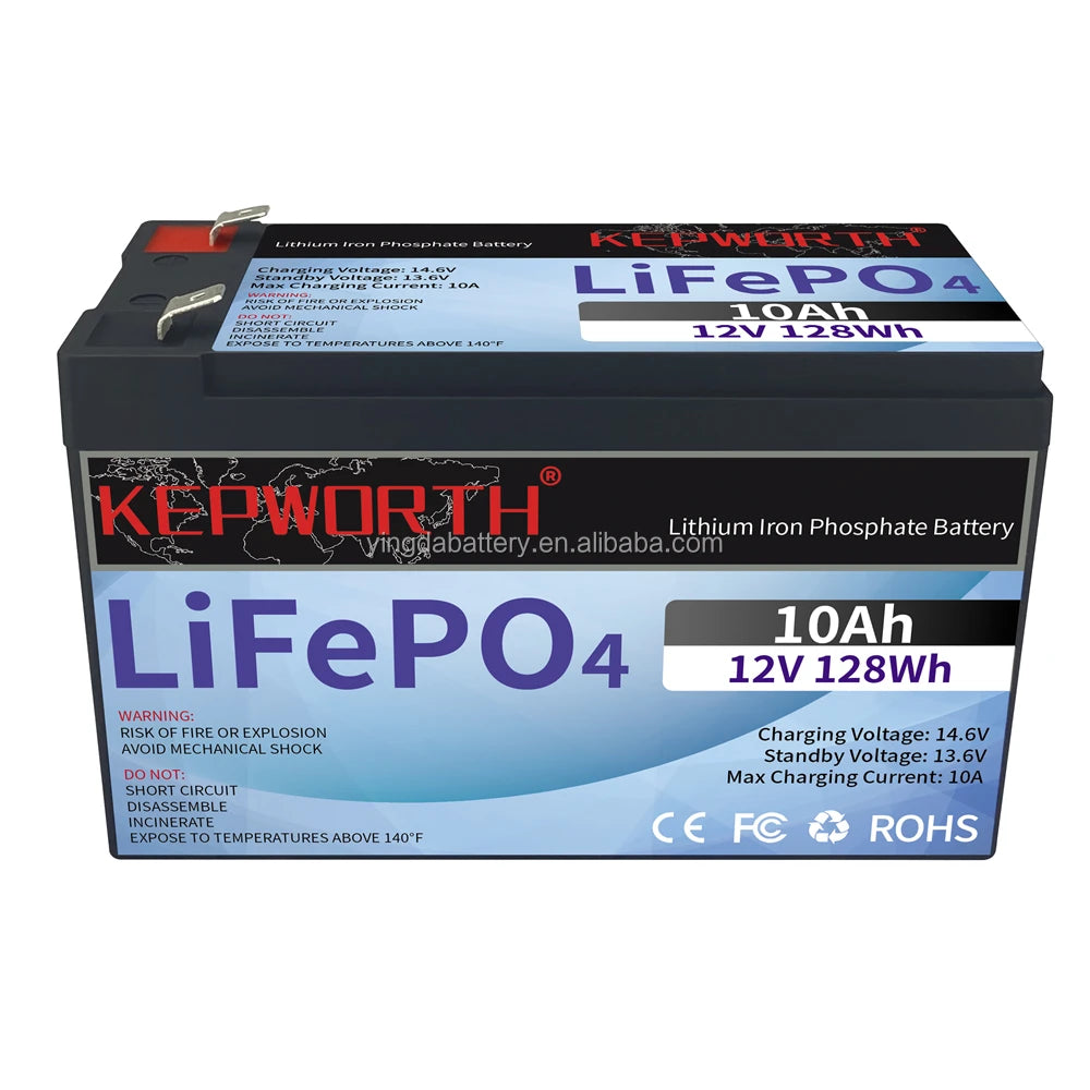 Kepworth Rechargeable LiFePO4 Battery Pack 12V 6Ah 10Ah 12Ah 20Ah 25Ah 30Ah Lithium Iron Phosphate Solar Battery Customization