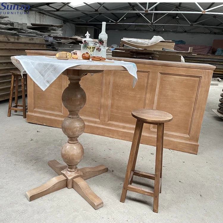 Solid Wood Round Folding Table High bar Table for Cocktail