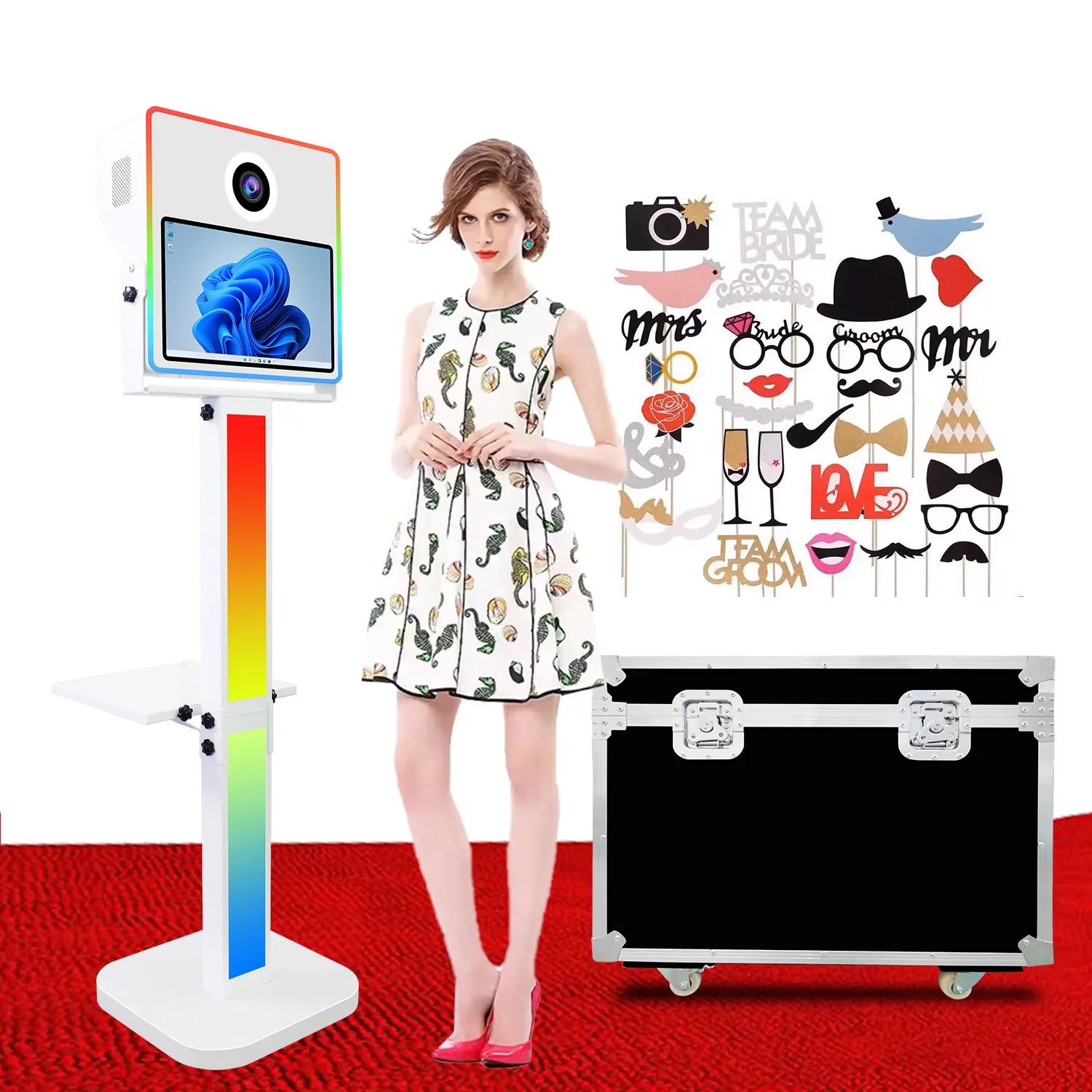 Camera Photo Booth Machine Selfie With 15.6 Inch Touch Screen Compatible Camera SLR Printer Stand DSLR Photobooth Shell