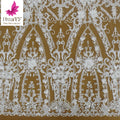 HY2867 2024 High Quality New Design White Beaded Flower Bridal Lace Embroidery Wedding Dress Lace Fabric
