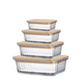 Bamboo Wood Lid Vertical Grain Glass Lunch Box sealed Bento Picnic Box Microwave Oven Heated Bento Rectangular Crisper Box
