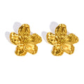 Vnox Gold Stainless Steel Korean Style Elegant Flower Stud Earrings Jewelry for Woman
