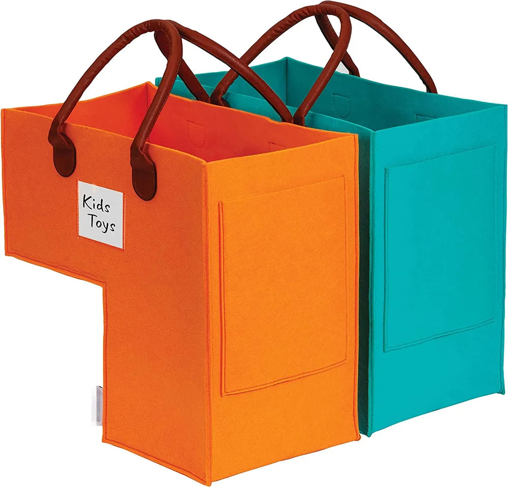 L-Shaped Collapsible Stair Storage Baskets Felt Staircase Basket with Handles for Organizing