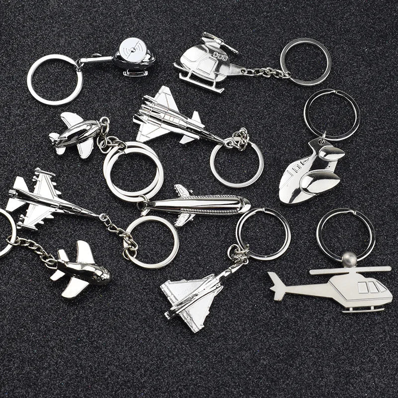 Creative Cartoon 3D Metal Aircraft Aviation Model Keychain Naval Fighter Gift Fashion Trend Carabiner Keychain