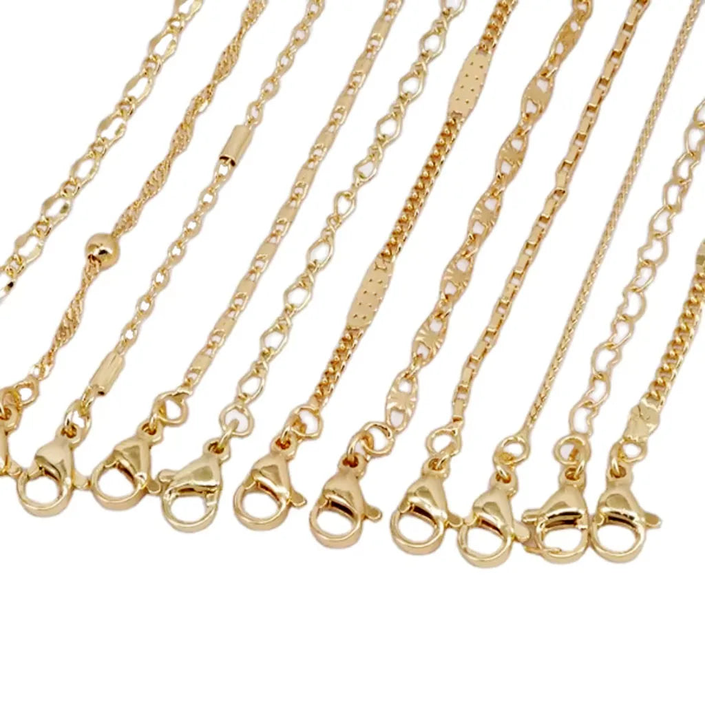 BCL1254 Fashion Tiny Dainty 18K Gold Plated Bead Lip Cable Link Curb Twist Everyday Ready Finished Necklace Soldered Chain