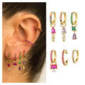 6Pcs Ruby Earrings Earring Clasp Red Zircon Earing Woman Earring Set