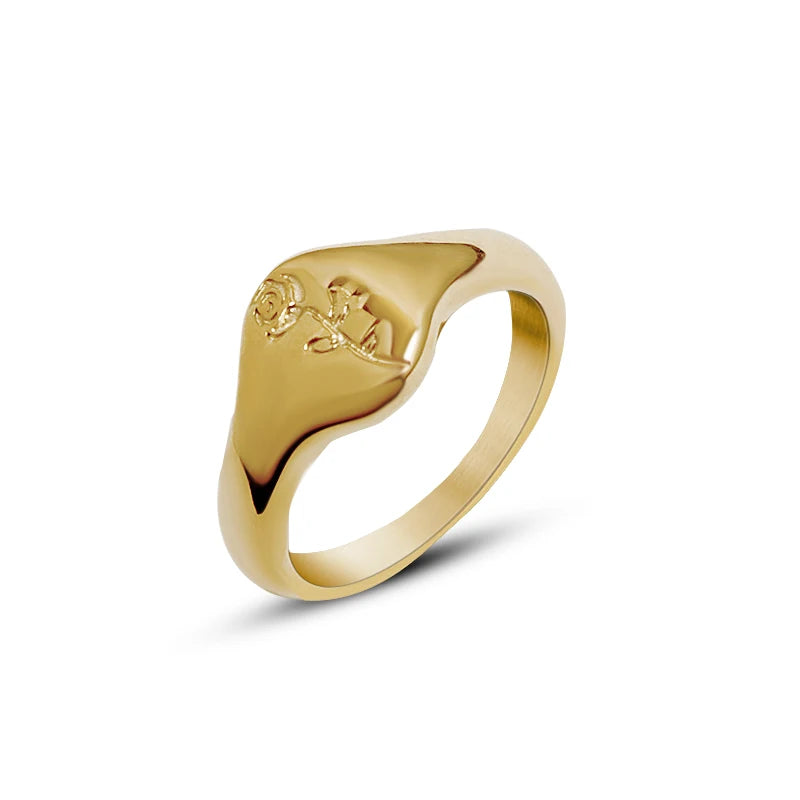 French Style Rose Flower Ring Index Finger Ring Titanium Steel Tail Ring Ins Style
