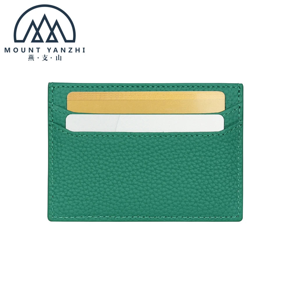 Customized Logo Minimalist Slim Women Men's Pebble Genuine Leather Credit Card Holder Luxury Card Wallet with Card Slots