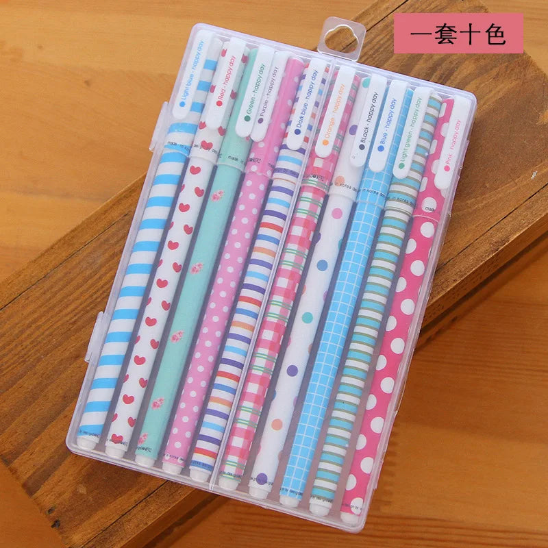 Japanese Korean Stationery Floral Watercolor Pen Custom Color Gel Pen 10 Color Gel Pens