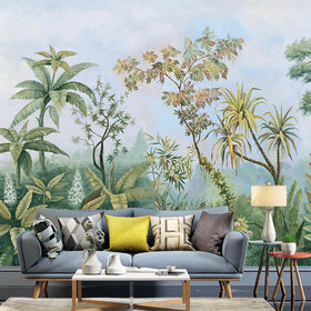 Dark tropical leaves leaf photo wallpaper botanical peel and stick wallpaper for living room bedroom decor