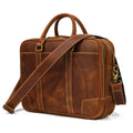 Luxury Portable Genuine Leather Business Briefcase Wear-Resistant Shoulder Bag Top Layer Leather Brown Laptop Bag
