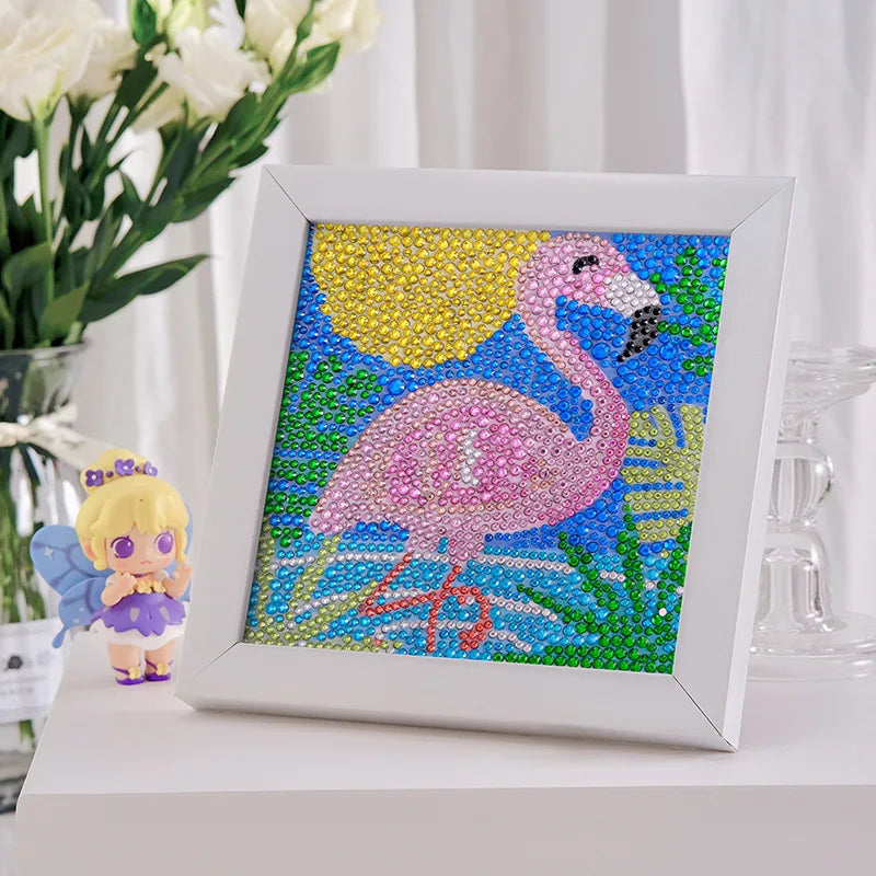 DIY 5D Diamond Painting Kits for Kids Flamingo Crystal Diamond Painting Children Animal Painting Frame Home Decor