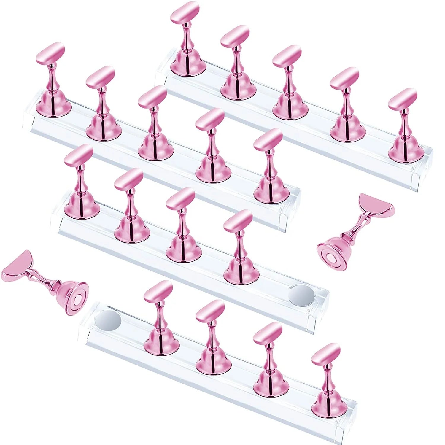 10Pcs Nail Stand for Press on  Nail Display Practice Stands with Magnetic Base Nail Tip Holders