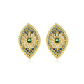 Micro-paved Zirconia Copper Gold Plated Evil Eye Stud Earrings