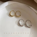 Brincos Tipo C Double C Shaped Arc Earrings Simple Design Alloy Metal Silver Color Hoop Earrings for Women