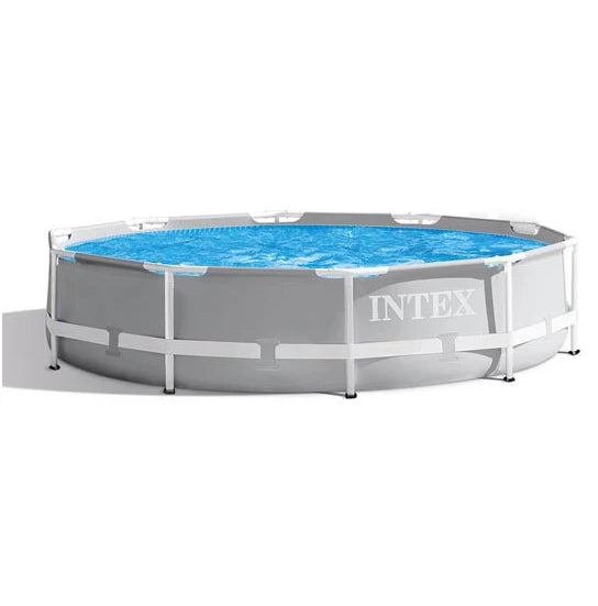 Intex 28202 10ft Round Steel Framed Swimming Pool with 0.58mm Coated PVC 3 Meters Diameter for Backyard Family Use