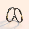 Valentine's Day Gift Men Women Plum Bamboo Couple Ring for Wedding Index Ring Creative Black Bamboo Gold Leaf Open Rings