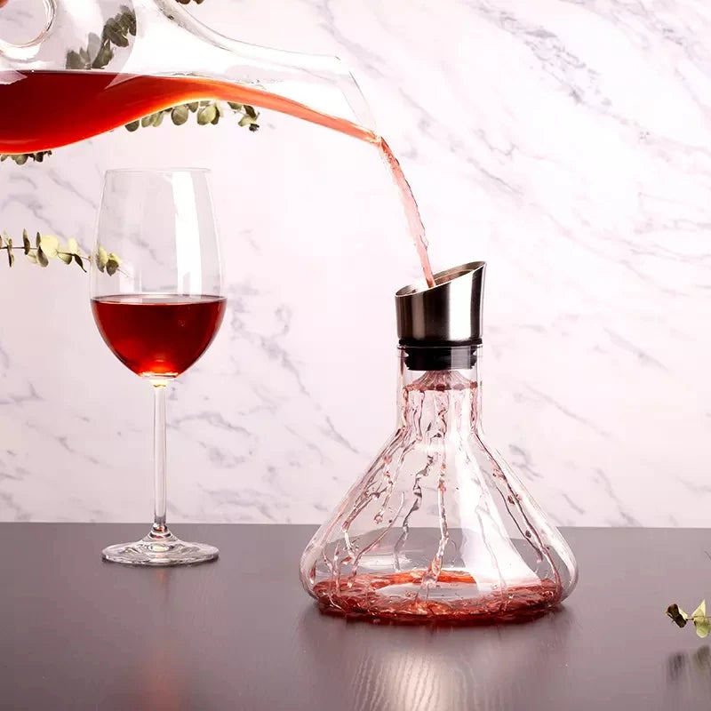 Hand-Blown Modern 50oz 60oz Lead-Free Crystal Glass Restaurant Water Pots & Kettles Stainless Steel Lid 1000ml Gift Decanter