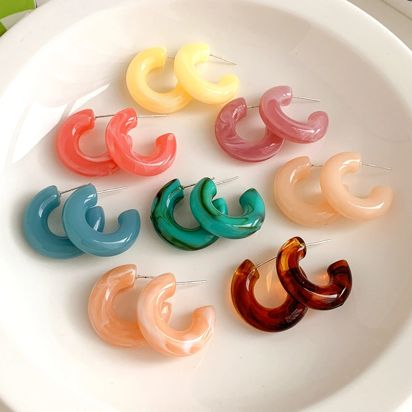 Quality S925 Silver Pin Accessories Personalized Transparent Resin Earrings Simple C-shaped Earrings Gifts for Women