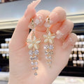 2021 New Arrival Crystal Long Tassel Earrings Opal Earrings Jewelry Flower Earrings for Women Girls