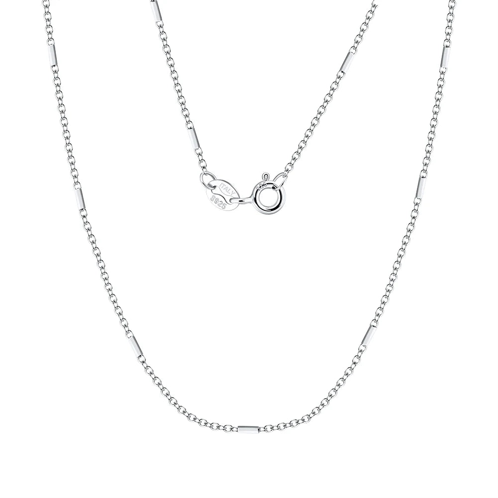 RINNTIN SC56 Handmade Jewelry Chain Necklace 925 Sterling Silver Men Cadena Cable Chain Necklace With Horizontal Bar for Women