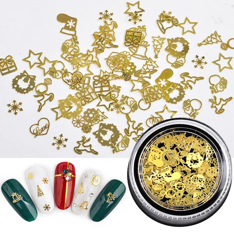 Nail Art Decoration 3D Small Size Rhinestone Crystal 1 Box Metal Gear Stud Sheet Mixed Steampunk Glue on Nail