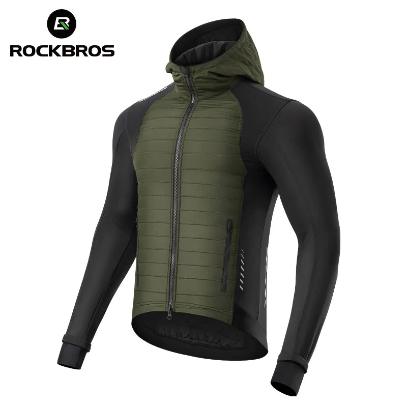 ROCKBROS Cycling Jacket Windproof Cycling Windbreaker Customized Winter Long Sleeve Thermal Fleece Cycling Jersey
