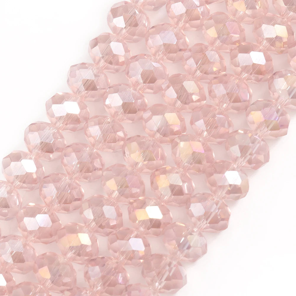 Wholesale Faceted AB Color Glass Loose Beads Pink Rondelle Crystal Beads for Jewelry Making DIY 15''
